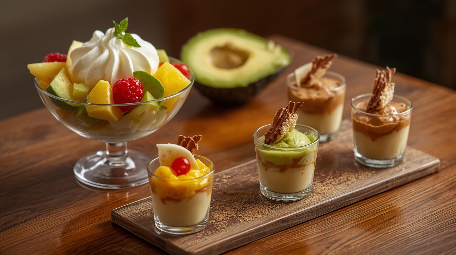 Plated dessert course featuring chocolate mousse with edible gold leaf