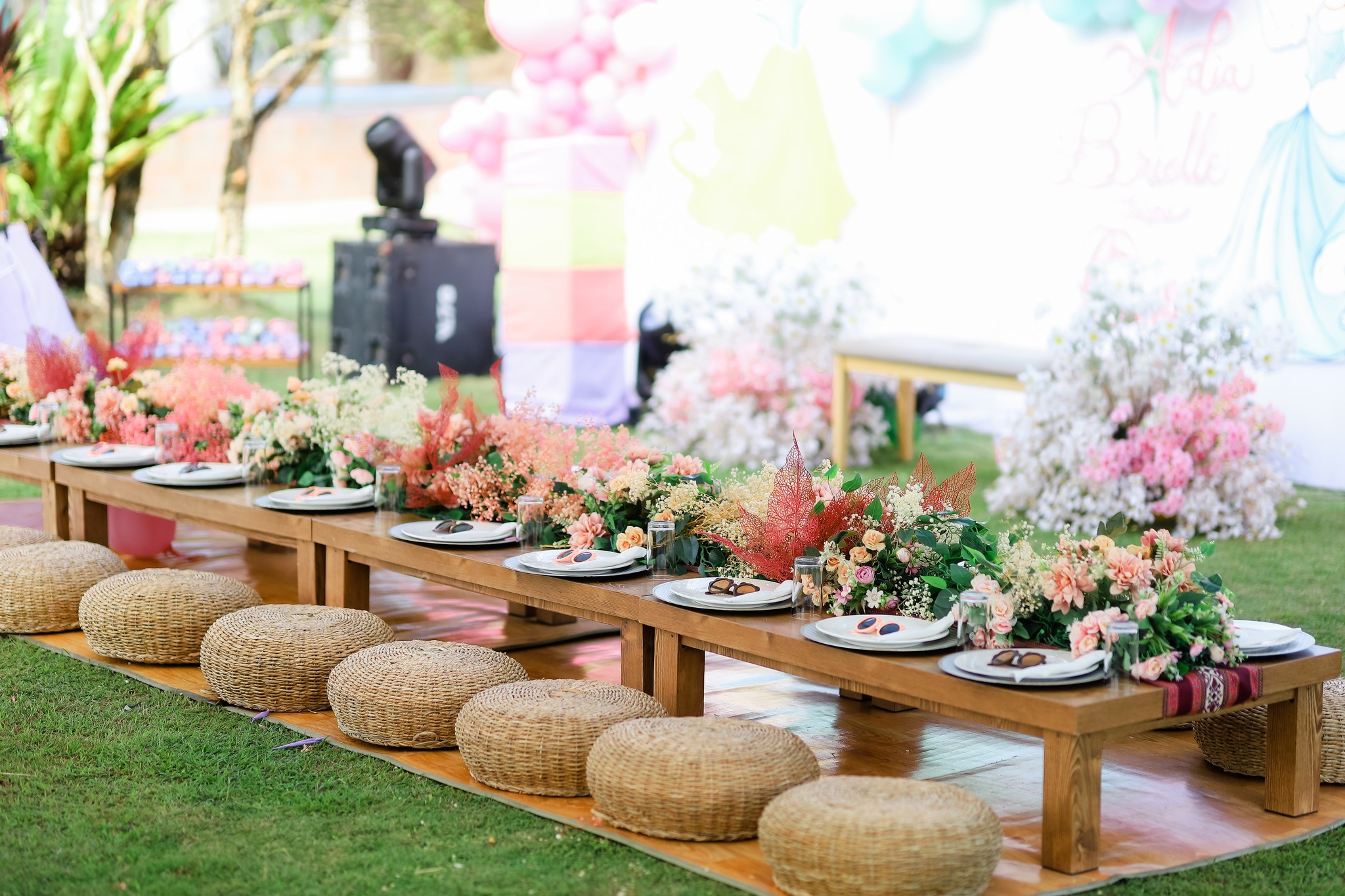 Holiday party buffet with festive decorations and seasonal specialties